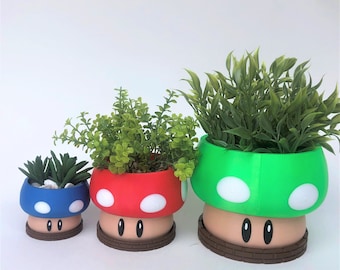 Mushroom Planter from Mario | Fun gift | Fun Mario Decor | Mario Office Decor