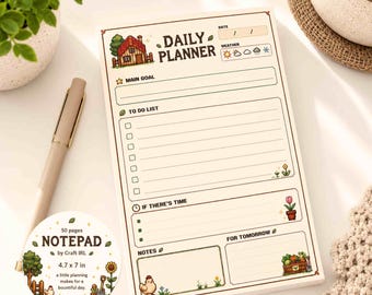 Cozy Gamer Daily Planner Notepad - Physical Notepad for Gardener, Farmer, Gamers, and Stardew Valley Fan