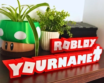 Placa de identificación personalizada de Roblox / Decoración de escritorio para gamers en 3D