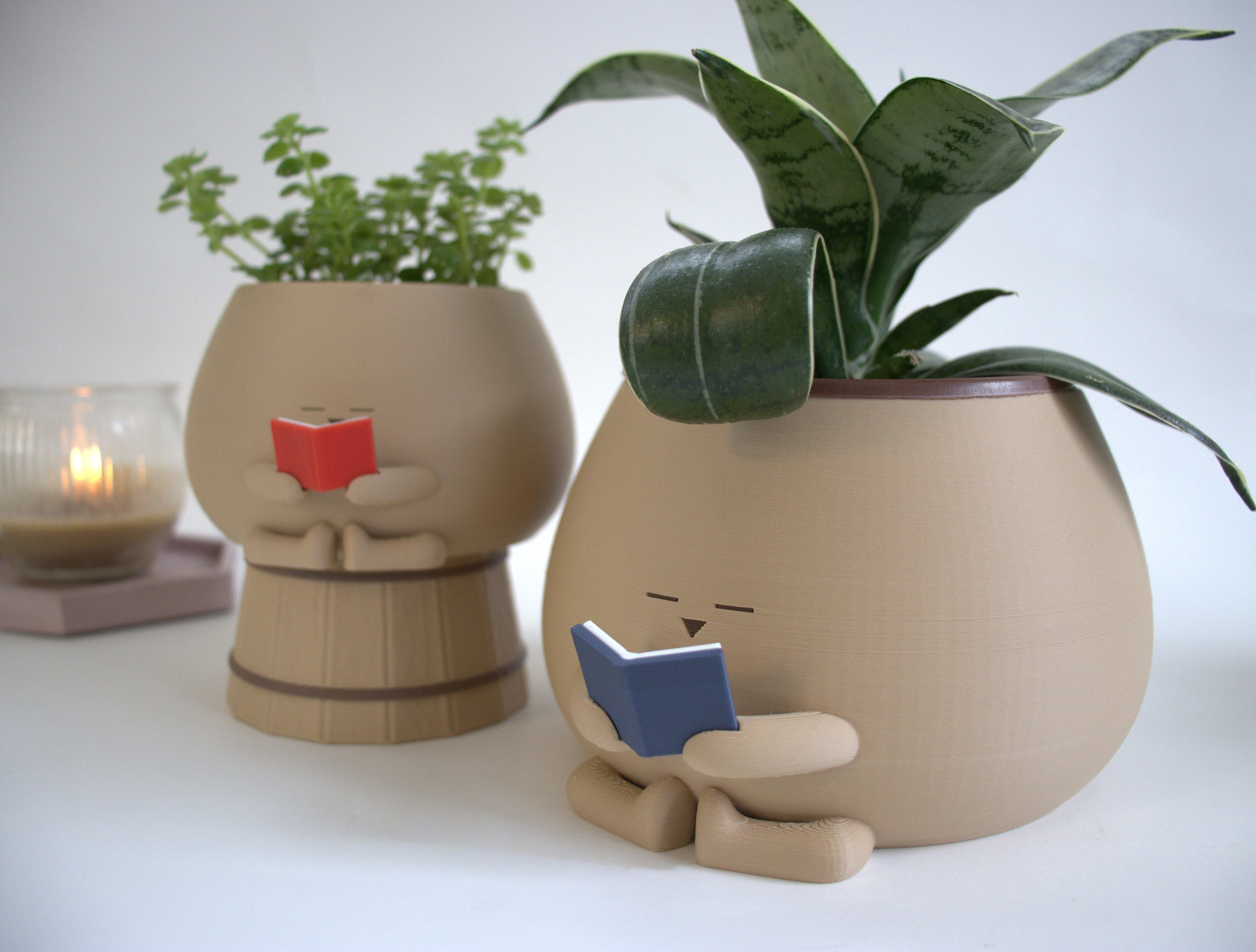 Reading Book Planter Pot, Bookworm Planter, Gift for Book/Plant Lover