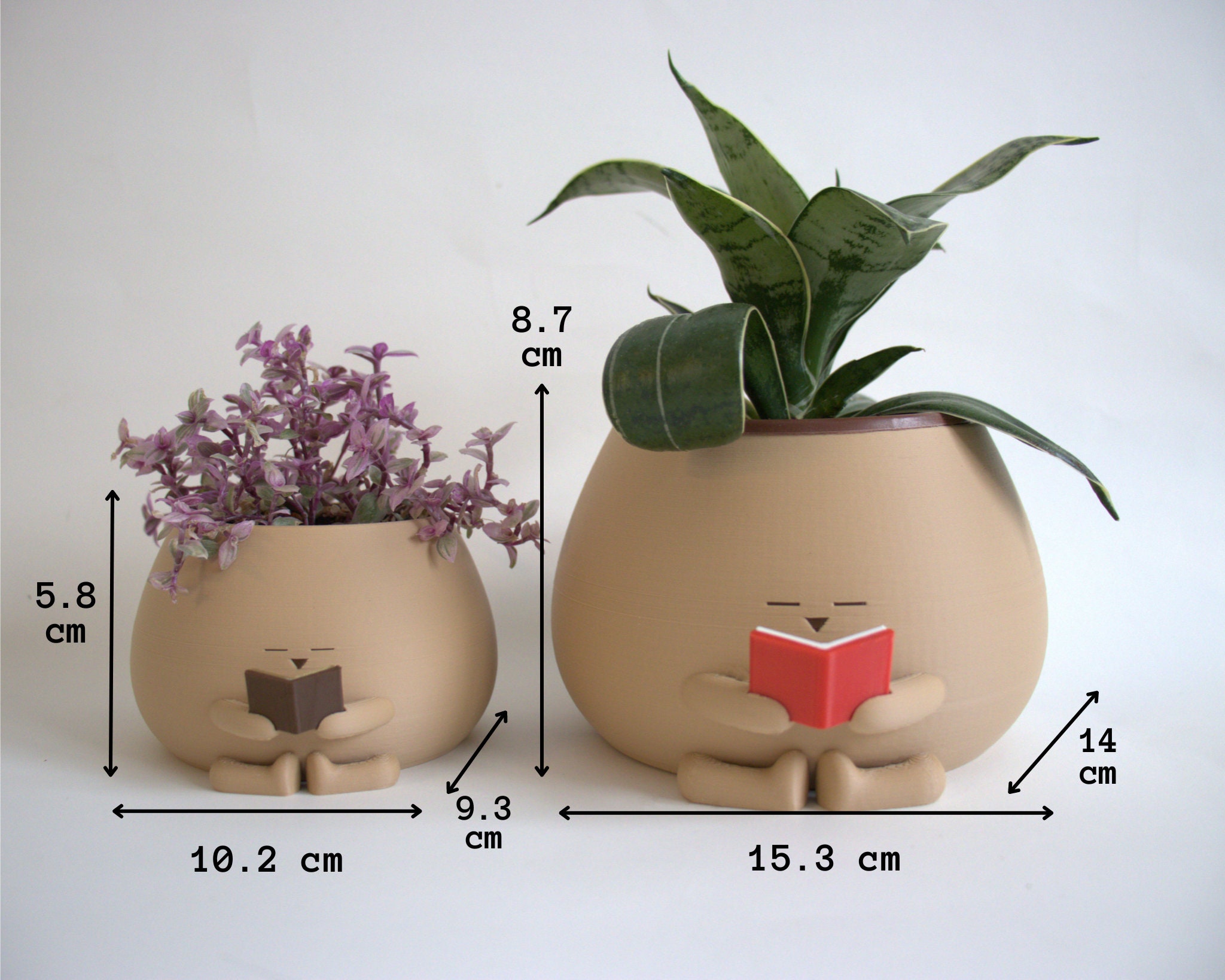Reading Book Planter Pot, Bookworm Planter, Gift for Book/Plant Lover