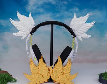 Hoofdtelefoonbevestiging Archangel Wings | Angelic-headsetaccessoire | Cadeau en decoratie streamer voor gamer