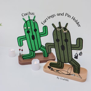 Cactus Earrings and Pin Stand | Jewelry Display Organizer | Pin Display Holder