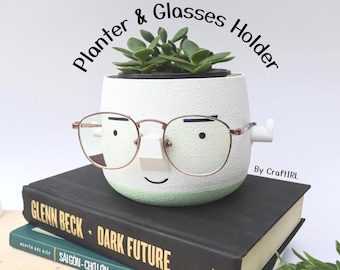 Mr. Square Brow Indoor Planter | Hold eyeglasses and sunglasses | Fun Friend Teacher Gift