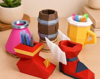 Runescape OSRS Pen Holder Set, Potion, Barrel, Beer Cup, Dragon Boots, Primordial Boots