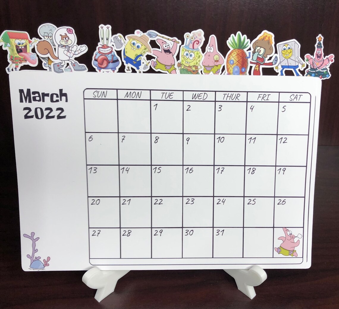 Spongebob Inspired 20222023 Calendar Holiday and Planner Etsy