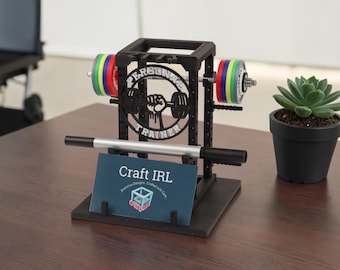 Tarjetero Power Rack / Soporte para tarjetas de visita con diorama de equipo de gimnasio / Regalo para entrenador físico / Decoración de gimnasio