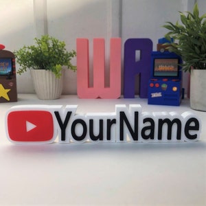 Personalized Youtube Nametag 3D | Youtuber gift | Youtube Shelf Decor | Video Background decor