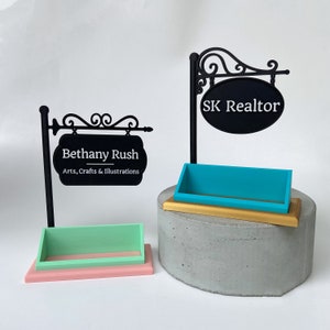 Porte-cartes de visite personnalisé | Présentoir pour cartes de visite de style rétro | Pour porte-cartes pour artisans, restaurant, café