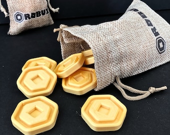 Roblox Robux Coins | Replica Game Prop with Burlap Bag
