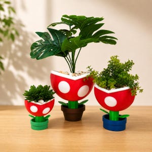 Piranha Pflanze Übertopf | Mario Pflanzer | Cooler Übertopf | Spaß Mario Dekor | Lustiges Mario Geschenk