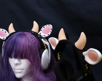 Cow Ears and Horns Headphone Attachment