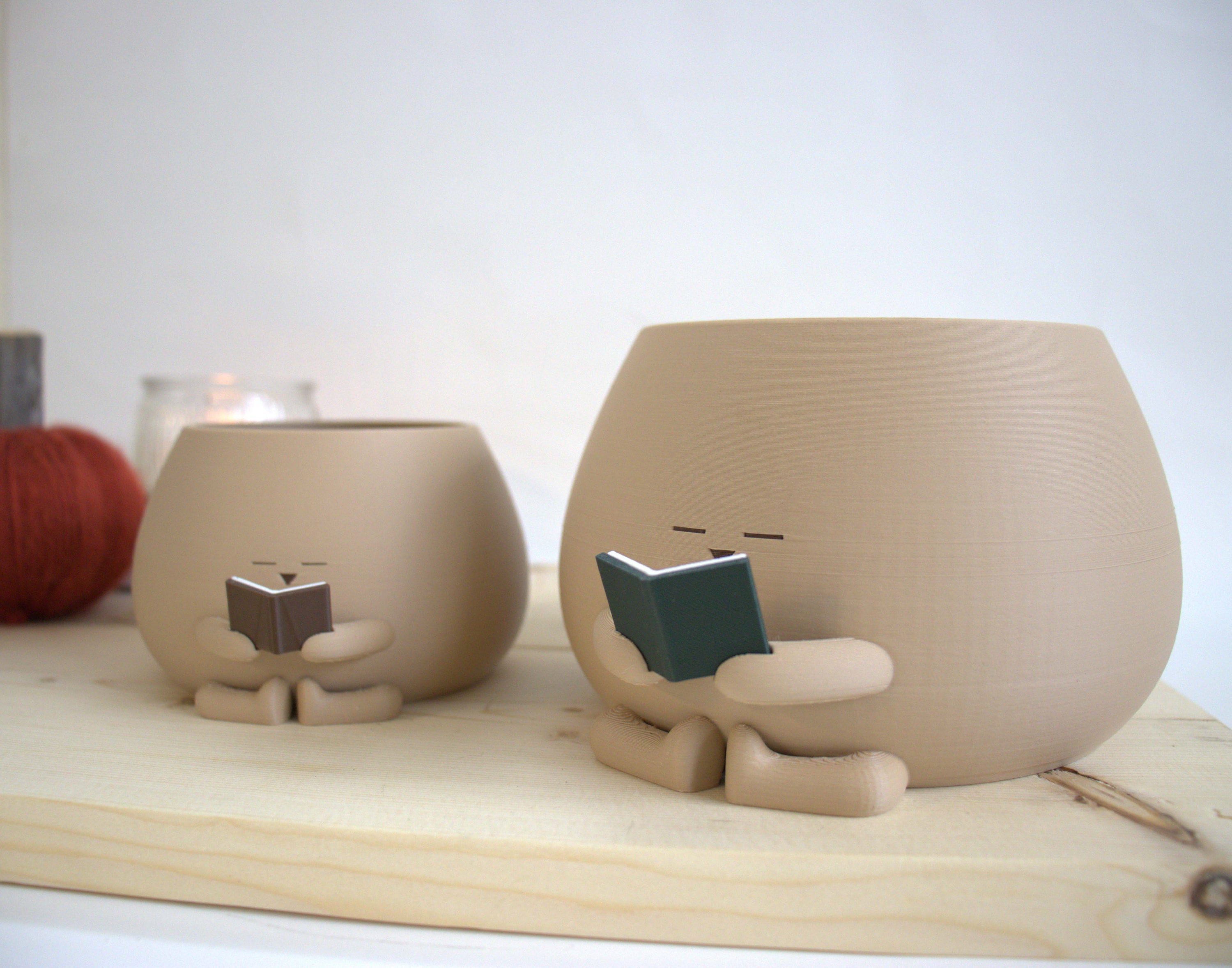 Reading Book Planter Pot, Bookworm Planter, Gift for Book/Plant Lover