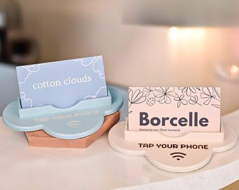 Cloud-Shaped NFC Business Card Holder with Programmable Tap Technology