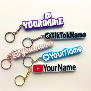 Social Media Personalized Keychain or Name Tag | Youtube Twitch Instagram Twitter Tiktok Name Tag and Gift
