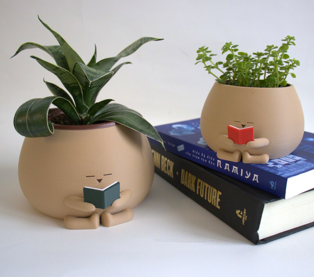 Cozy Pot Reading Book Bookworm Planter Gift for Book and Plant Lover ...