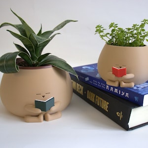 Cozy Pot Reading Book | Bookworm Planter | Gift for Book and Plant Lover