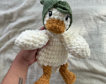 MADE TO ORDER Della duck lovey, Duck stuffie, Stuffed animal, Plush crochet duck, baby shower gift