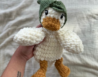 MADE TO ORDER Della duck lovey, Duck stuffie, Stuffed animal, Plush crochet duck, baby shower gift Christmas gift