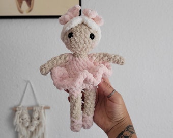Crochet ballerina doll stuffed plushie for girls first birthday gift