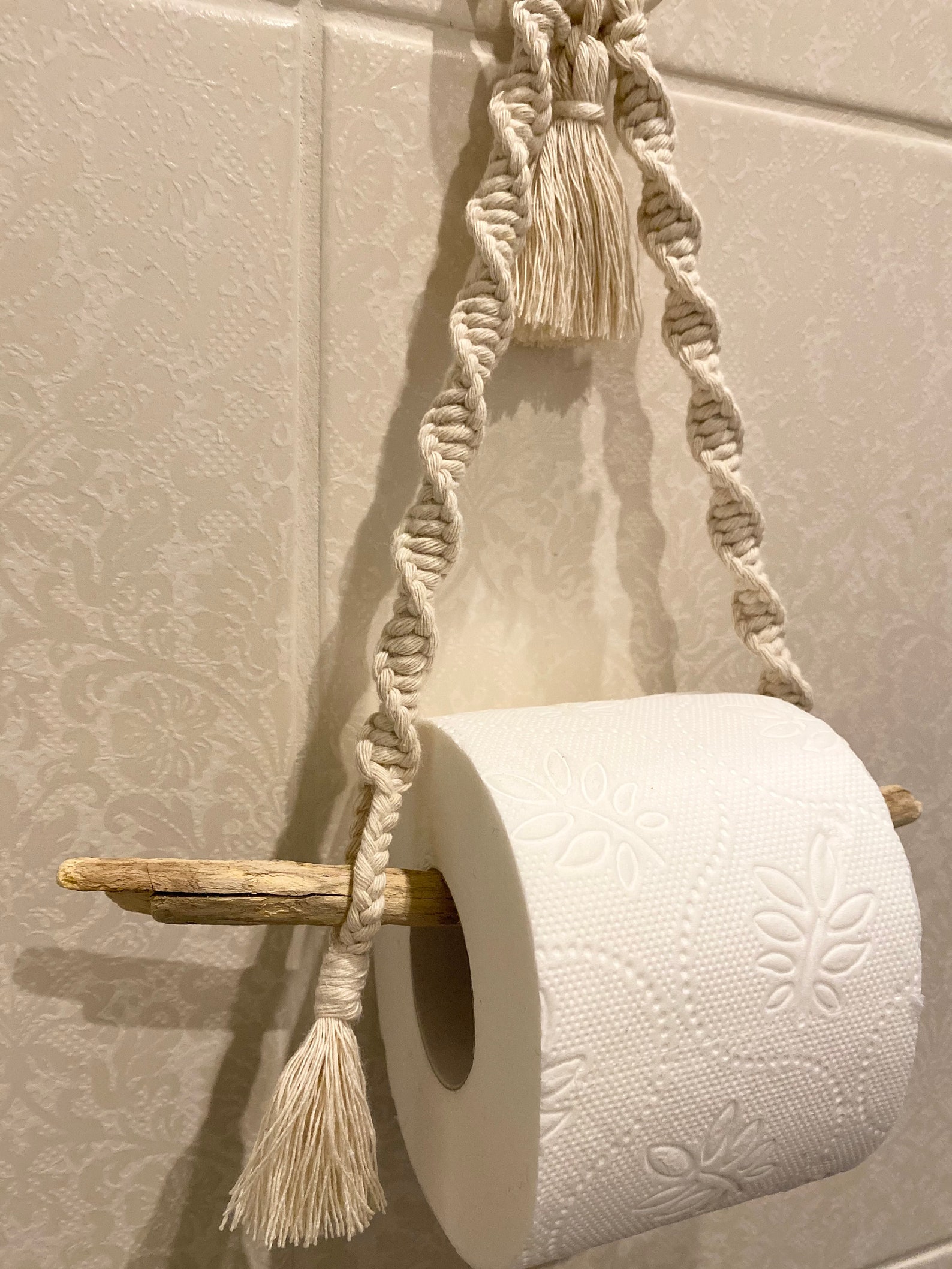 Macrame Driftwood Toilet Paper Holder / Wc Boho / WC Etsy