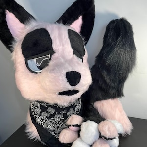 Premade Emo Pink and Black Fox — Premade Fursuit Mini Partial