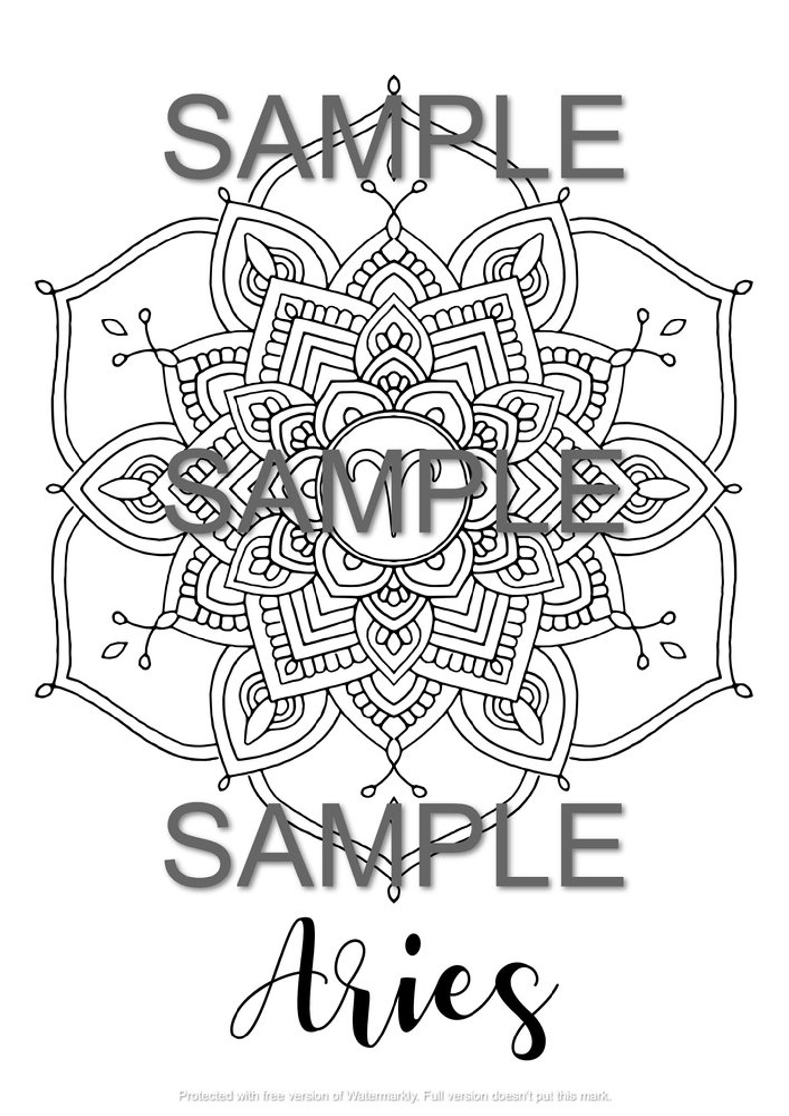 Coloring Pages Mandala Zodiac Signs PRINTABLE PDF 12 pages | Etsy