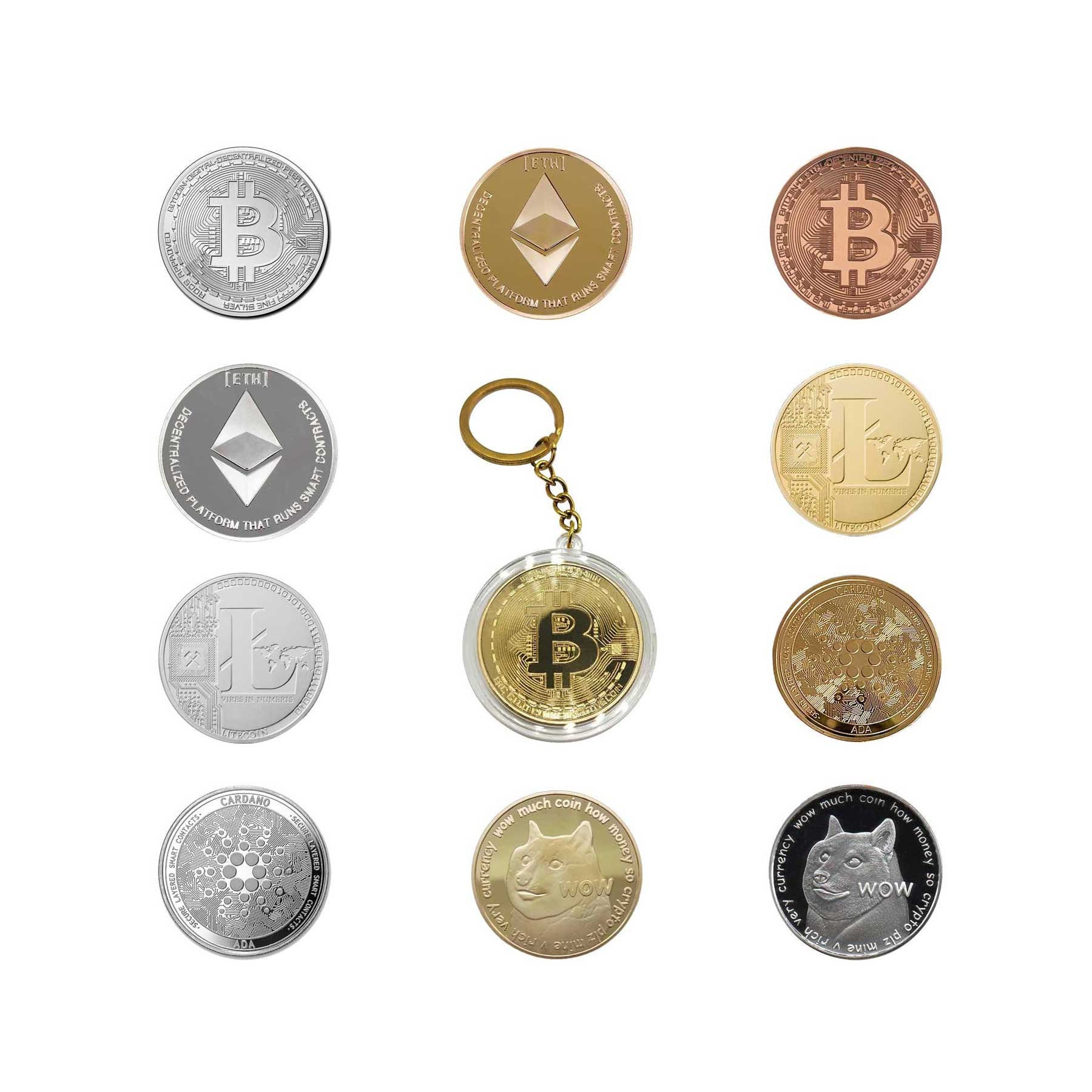 Kasa Style Cryptocurrency Collectors Edition 40mm Crypto Coin, Keychain,  Capsule Set, Bitcoin, Ethereum, Cardano, Doge in Gold Silver Bronze - Etsy