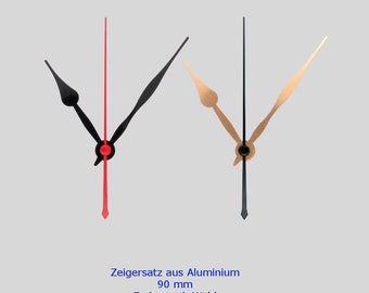 Ensemble d'aiguilles 9 cm - or noir - en aluminium - 90 mm - pour réparation d'horloge murale bricolage - compatible - ensemble d'aiguilles d'horloge