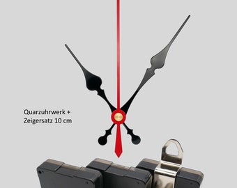 Horloge à quartz silencieuse avec jeu d'aiguilles 10 cm en aluminium - 100 mm pour horloge murale, horloge noire DIY sans tic-tac, silencieuse NOUVEAU