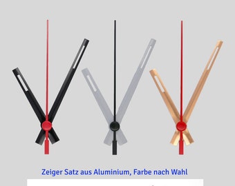 Zeigersatz 7 cm - schwarz weiß gold - aus Aluminium  - für DIY Wanduhr Tischuhr Reparatur - kompatibel - Uhrzeiger Set 70 mm