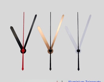 Clock hands set 8.5 cm - black, white, gold - made of aluminum - 85 mm - for DIY wall clock and table clock repair - compatible - clock hands set