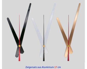 Zeigersatz 17 cm - schwarz weiß gold - aus Aluminium -  170 mm - für DIY Wanduhr Großuhr Reparaturen - kompatibel - Uhrzeiger Set