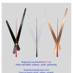 Hand set 17 cm - black white gold - made of aluminum - 170 mm - for DIY wall clock repairs - compatible - clock hands set