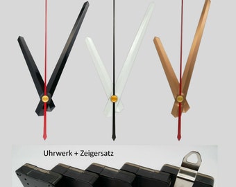 Quartz clockwork silent with hands 11 cm - black white gold - quartz clockwork + clock hands 110 mm - quiet clockwork - aluminum hands