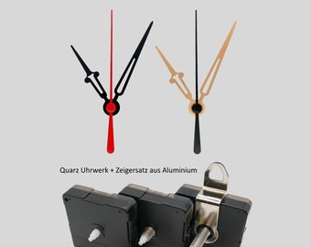 Quartz clockwork silent with hands 70 mm - black / gold - quartz clockwork with hands 7 cm - quiet clockwork silent - aluminum hands