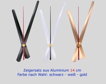 Clock Hand Set 14 cm - Black, White, Gold - Made of Aluminum - For DIY Wall Clock and Table Clock Repair - Compatible - Buy Clock Hand Set