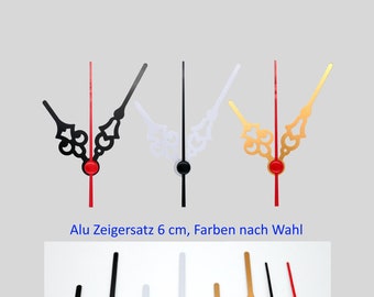 Zeigersatz 6 cm - schwarz weiß gold - aus Aluminium - 60 mm - für DIY Wanduhr Tischuhr Reparatur - kompatibel - Uhrzeiger Set