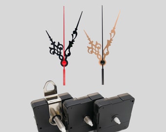Quartz clockwork silent with hands 9 cm - black / gold - quartz clockwork with hands - quiet clockwork silent - aluminum hands