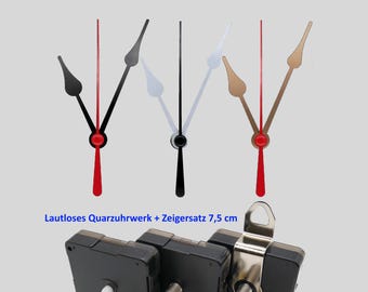 Silent quartz movement with 7.5 cm hands - Black/White/Gold