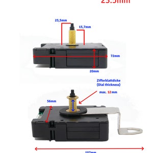 Funkuhrwerk DCF lautlos mit Zeigersatz schwarz weiß gold 12cm 13cm 14cm 15cm DCF ohne ticken imagem 3