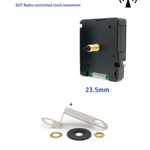 DCF Funkuhrwerk ohne ticken 16mm, 23mm Welle für Zifferblattdicke 6 / 12 mm Radiouhrwerk für DIY, Wanduhr mit Anleitung New 23,5 mm