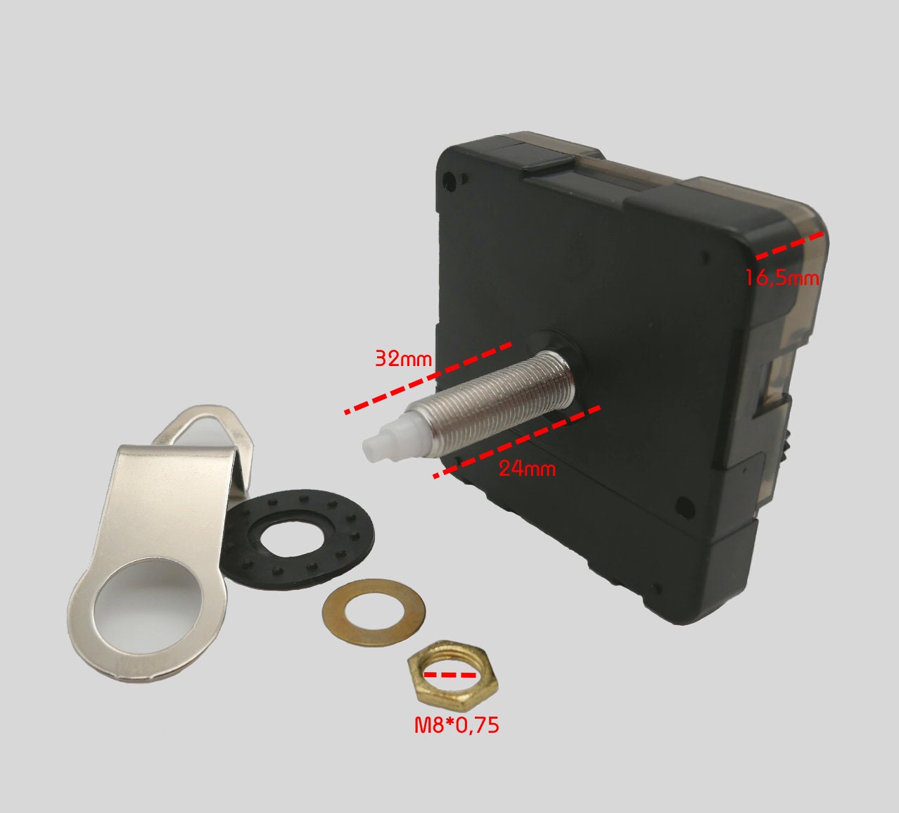 Uhrwerk Für Wanduhr 18mm Achslänge - Lautlos Quarzwerk Bis 8mm Zifferblatt