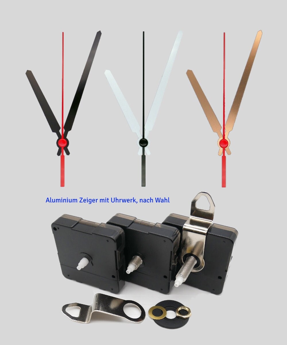 Quartz movement silent with hands 100 mm - black white gold - quartz movement with hands 10 cm - quiet movement silent - aluminum hands