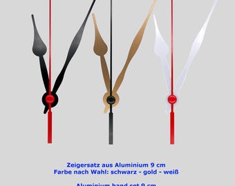 Clock hands set 9 cm - black and gold - made of aluminum - 90 mm - for DIY wall clock and table clock repair - compatible - clock hands set