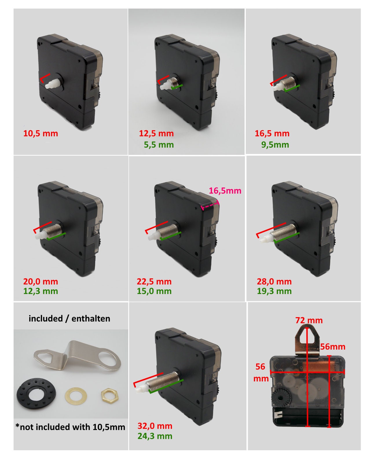 Kit Movimento Per Orologio Da Parete Al Quarzo - Per Quadranti 25-30 Cm, Con Lancette Serpentine