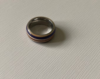 Stainless Steel Ring w/ Recycled Skateboards