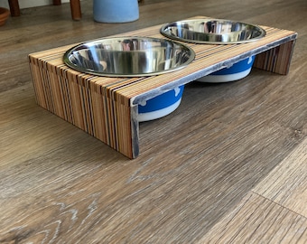 Recycled Skateboard Feeding Stand w/ Bowls