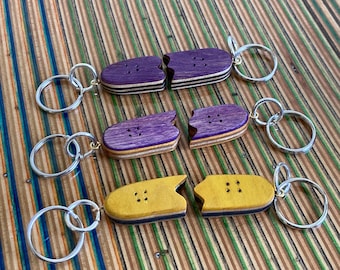 Recycled Skateboard Matching Best Friend Keychains