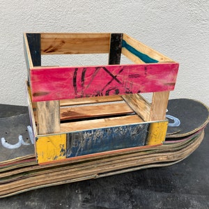 Recycled Skateboard Vinyl Record Crate